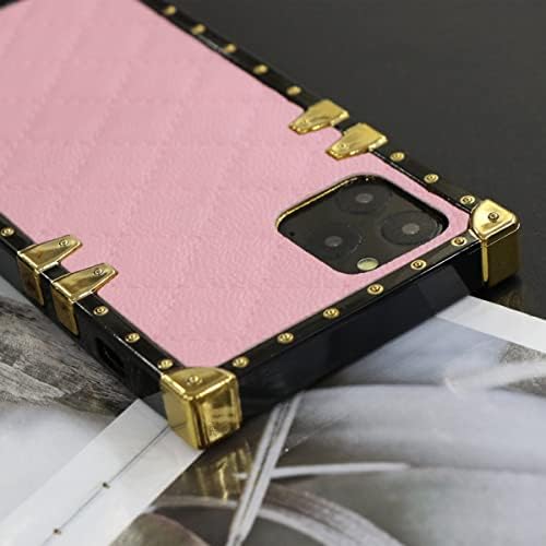 Heromiracle Compatível com iPhone 12 Pro Max Case quadrada decoração de metal capa traseira para mulheres de luxo de luxo Design de choque protetor de 6,7 polegadas