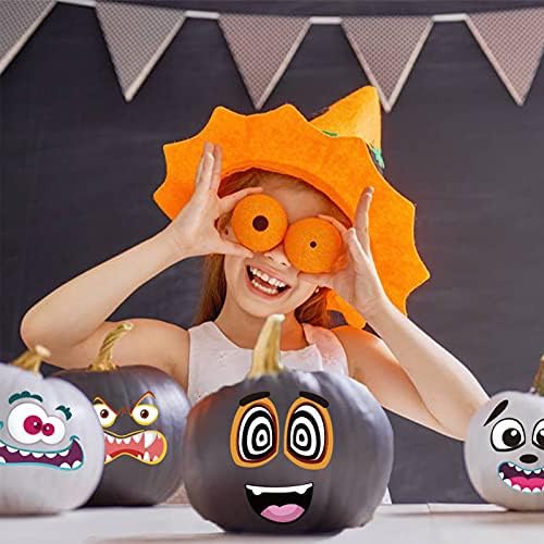 4 PCs Halloween Pumpkin Decorating adesivos, barba de papel de vários padrões Rosta de pó de decoração