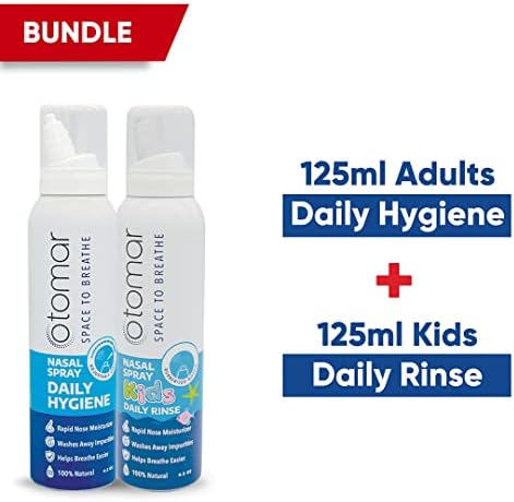 Higiene da família Otomar sprays nasais: 1x4.2oz higiene diária + 1x4,2oz de enxágue diário para crianças