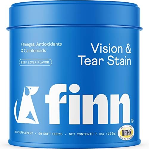 Finn Vision & Tear Stain Support para cães - luteína, beta -caroteno e defesa de manchas de lágrimas
