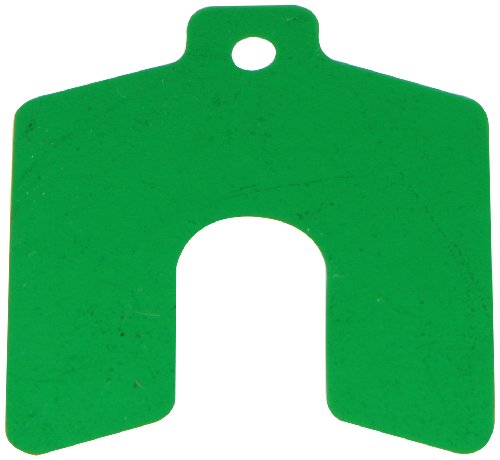 Calço com fenda de poliéster, verde, 0,003 espessura, 3 largura, 3 comprimento, 0,75 largura de slot