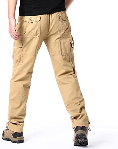 Miashui comércio justo calças masculinas moda moda casual zíper de bolso de bolso de calça de carga masculina