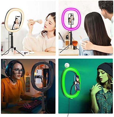 Jirvy 10 Selfie Ring Light Kit Light LED Ring Light ， 14RGB Dynamic Color Video Conference Light