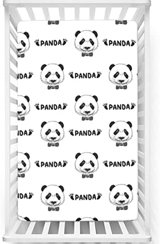 Folha de berço com tema de panda, lençol padrão de colchão de berço padrão para meninas para meninos, 28 “x52”,
