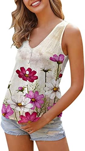 Miashui Basics Top Women Women Summer Casual Fashion V Neck Cardigan Button Vest Floral Print Tops Brand
