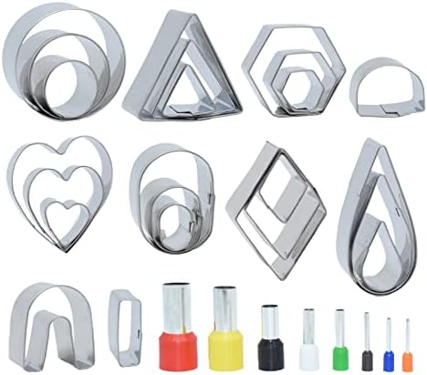 Libragold 32pcs Cutters de argila de polímero, cortadores básicos de brinco geométricos para jóias