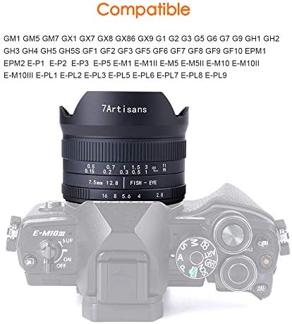 7artisans 7,5 mm f2.8 ii v2.0 lente Fisheye com ângulo de visão de 190 °, compatível com Olympus e câmeras