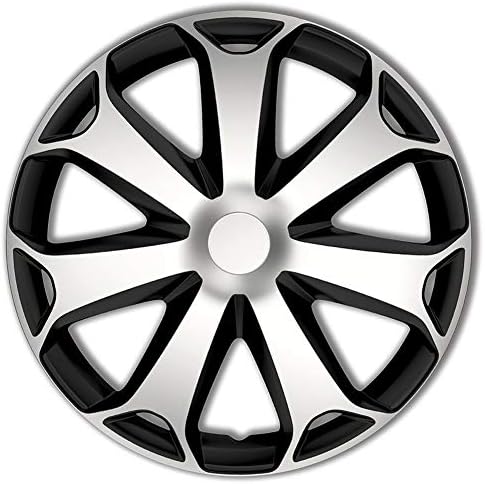 Capas de roda definidas Mega 16 polegadas de prata/preto