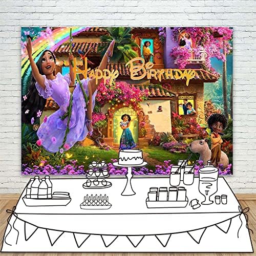 Decorações de festas de colorwonder encanto para meninas 7x5 Flor Magical Casita Castle Encanto Cenário Feliz