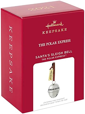 Ornamento de Natal da Hallmark Keetake, ano datado de 2021, The Polar Express Papai Noel's Sleigh Bell,