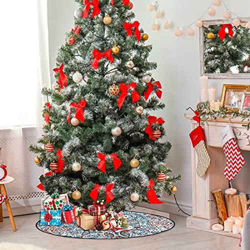 VISESUNNY TRIA DE NATAL MAT MATAGE Vintage Floral Tree Stand Protector de piso absorvente Tree Stand Tape