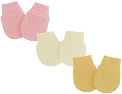Fasund 3 pares recém -nascidos Baby Cotton Mittens cor sólida sem arranhões luvas infantis para crianças para meninos meninas