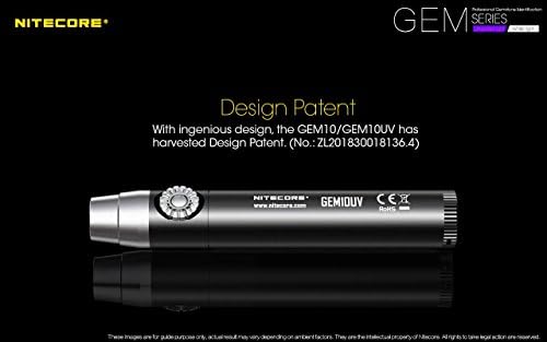 Combinação: nitecore gem10uv lanterna -3w 365nm UV-A LED com bateria NL1835, carregador UM10 +caixa de