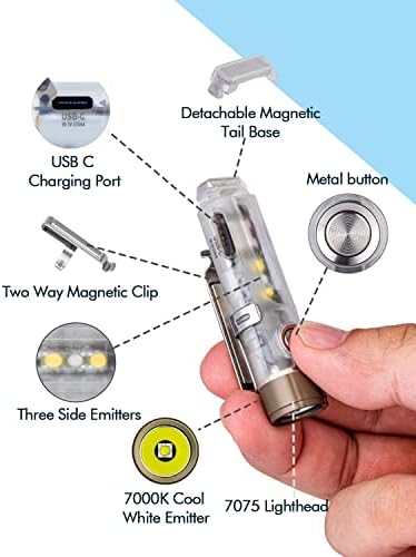 Rovyvon A8 G4 USB C Recarregável 650 lúmens Lanterna pequena lanterna super brilhante Mini lanternas EDC, laterais