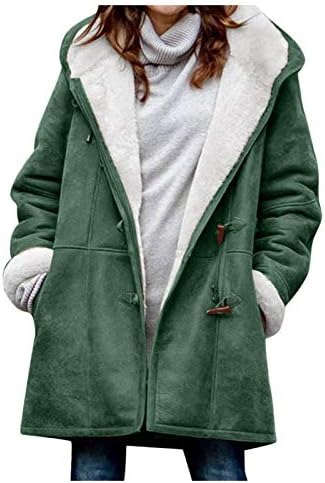 KCDIGR Casacos de inverno para mulheres com casaco com capuz forrado espessado espessado de tamanho parka
