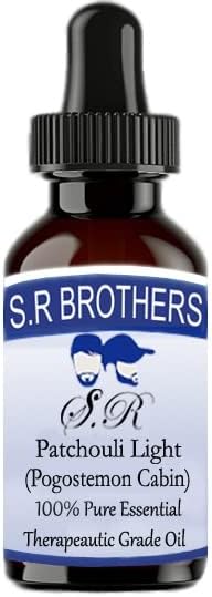S.R Brothers Patchouli Light Pure & Natural Therapeautic Grade Essential Oil com conta -gotas