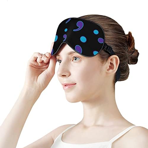 Semicolon Prevenção de suicídio Imprimir máscara para o olho bloqueando a máscara de sono com alça ajustável para