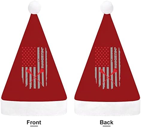 Lacrosse bandeira americana chapéu de natal chapéu de chapéu de santa personalizado decorações engraçadas