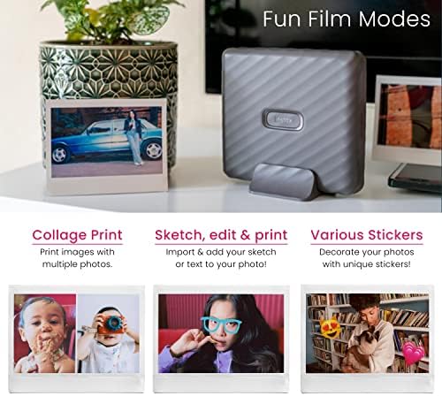 Fujifilm Instax Link Printer Wide Mocha Gray + Fuji Wide Twin Pack Instant Film + Case