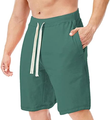 Worpbope masculino shorts de verão masculino de cor sólida e elástico de linho de algodão com cordão