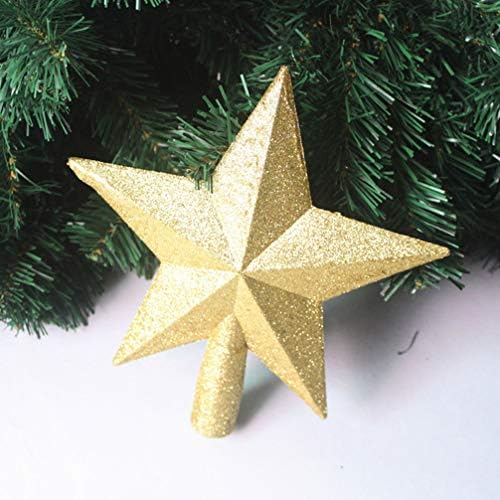 Árvore de Natal AMOSFUN Top Star Plastic Gold Star Christmas Tree Topper Glitter Star Decoration Ornament