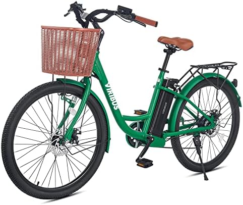 Bike de cruzeiro elétrico do Viribus para adultos com cestas, 26 Pedal Assist E Bike com 350W Motor