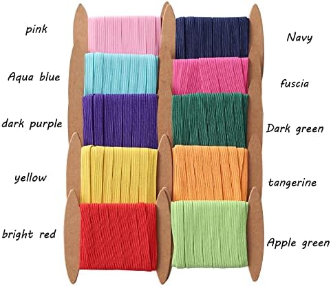 Wooqu Colorful Colorful Bands, 10 cores, 40 jardas, 7 mm, alongamento confortável, variedade de