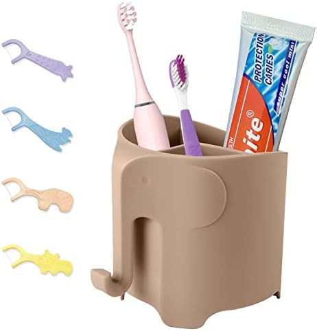 Suporte de escova de dentes para crianças elefantes para elefantes para banheiro, escova de dentes elétrica e