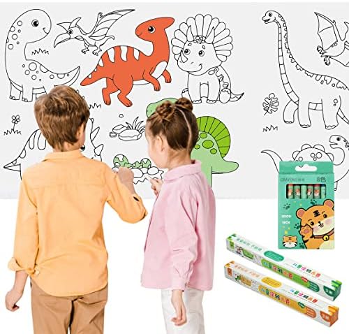 2pcs Roll de desenho infantil, 8 lápis de cor rolagem de papel para colorir para crianças, papel de desenho