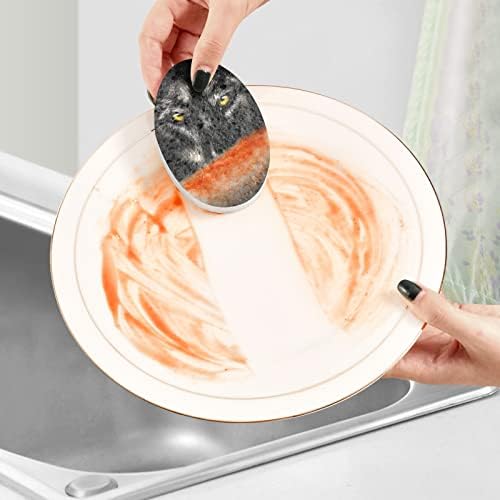 Alaza Black Wolf Face Animal Animal de esponja natural Esponjas de celulose para pratos para lavar o banheiro