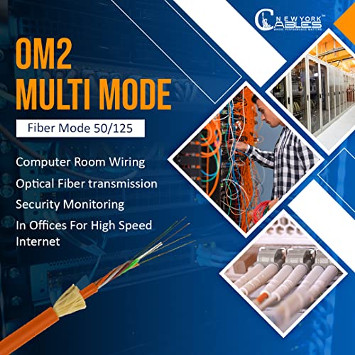 Cabo NewYork Cables® Fiber Patch | LC a LC Multimodo Duplex OM2 50/125 Cordão de jumper | 1m de 10 GB de cabo