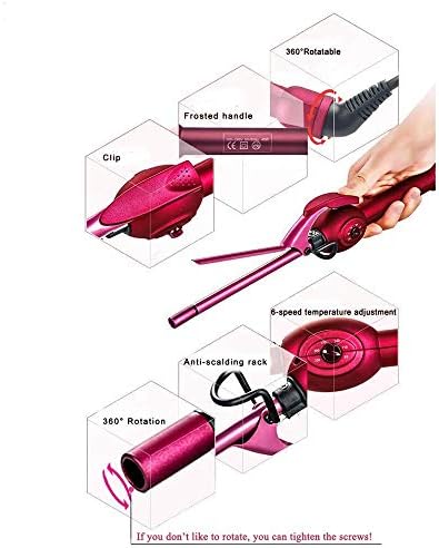 Renslat Hair Curler 9mm Curling Iron Curling Wand para homens/mulheres cabelos curtos/longos Pequenos cabelos
