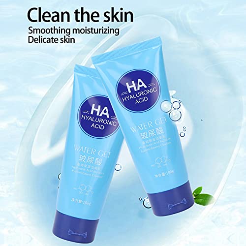 Lavagem de rosto com ácido hialurônico, lavagem facial diária e limpador de poros suaves para