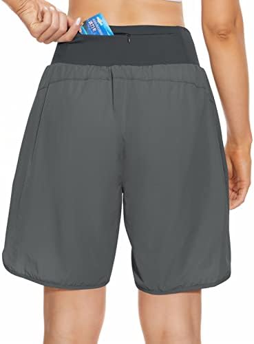7 Running Long Shorts Treino Athletic Gym Sports Sports com bolsos com zíper na cintura alta seca rápida com