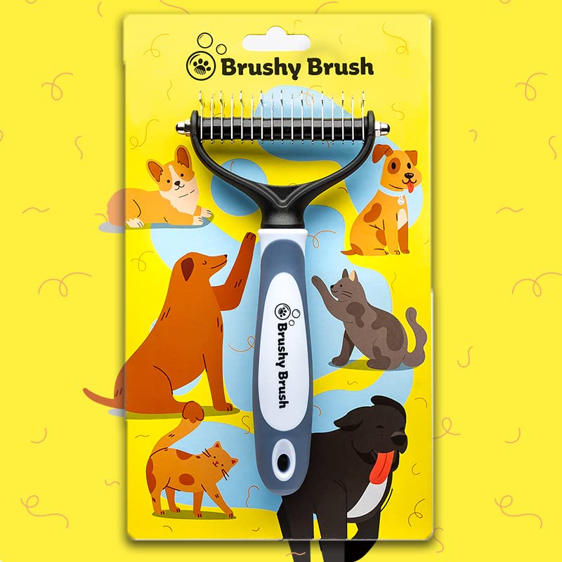 Escova de pincel Brush de cuidados com cães e gatos, dessediação de aço inoxidável de dupla face e ferramenta de ancinho de subpêns, remove tapetes, emaranhados e cabelos soltos, largura, contagem de 1,0