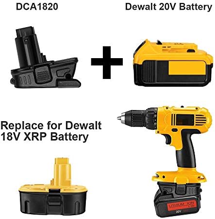 Substituição DCA1820 Adaptador de bateria Dewalt 20V para ferramentas de DeWalt 18V Compatível com 20V Max XR Bateria de lítio DCB200 DCB201 DCB203 DCB203BT DCB204 DCB205 DCB206