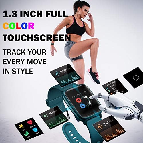 McNnadi Smart Watch Tracker de fitness [com 2 faixas extras/tiras] Freqüência cardíaca/monitor do sono