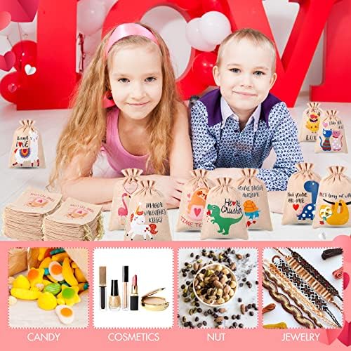 Zhengmy 100 PCs Valentine Sacos de secultura para crianças para crianças Bolsas de folga do dia dos