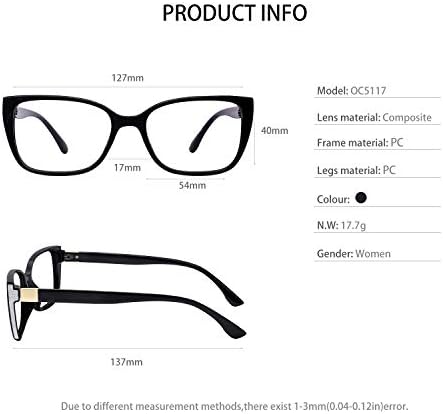 Occi Chiari Reading Glasses for Women Cat Eye Black Reader 0 1.0 1.5 2,0 2,5 3,0 3,5 4,0 5.0 6.0