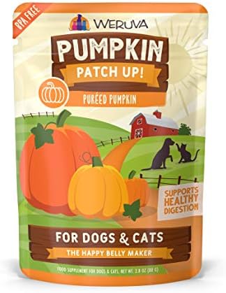 Weruva Pumpkin Patch Up!, Suplemento de alimentos para animais de estimação de abóbora para cães e gatos, bolsa de 2,80 onças