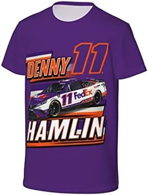ASFRSH Denny Hamlin 11 camisa para menina adolescente e garoto impressão de manga curta Tee Athletic Classic Sirt Crewneck T-shirt