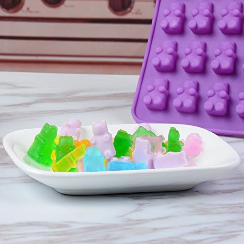 Moldes de doces de urso gomoso Silicone - Mini moldes de goma de chocolate de tamanho com 2 droppers pacote de silicone de grau alimentar antiaderente de 4