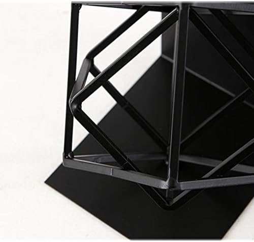 Xiaoheshop Livros para mesa de mesa e estantes de livros exclusivos design geométrico Livros Decorativa Metal Book Ends Supports 1 Par （Black) Livros decorativos