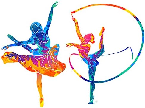 Woyinis dança colorida menina decalques de parede esportes tema ginástica ginástica ballet menina adesivos de parede peel & stick colors splash wall art