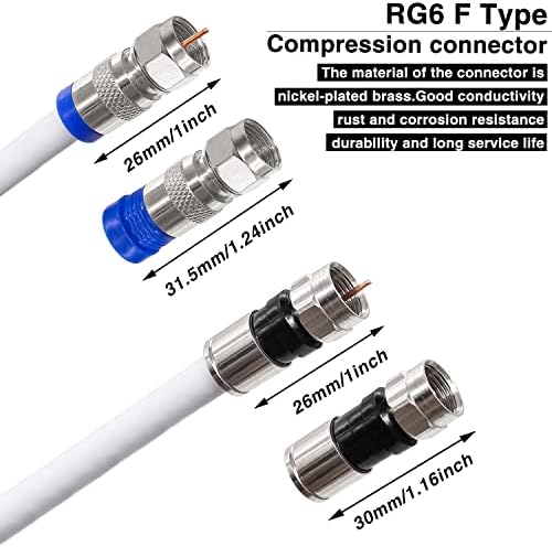 Kit de ferramenta de compressão de cabo coaxial TAISS, com 20 PCS F Conectores de compressão RG6 RG6,