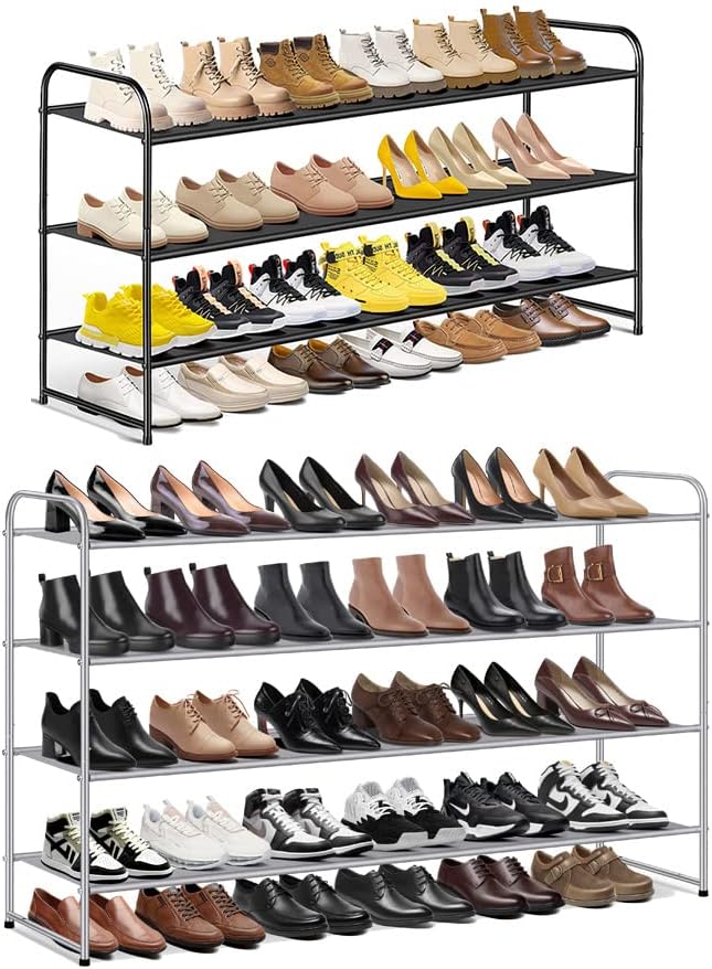 Rack de sapatos de 3 camadas de 3 camadas para armário e organizador de sapatos de 4 camadas de longa