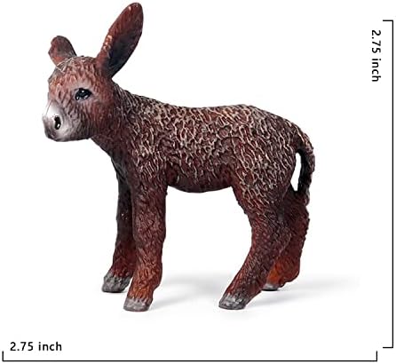 Aydinids Miniature Burro Figure simulado Donkeys Feliz Figura realista de fazenda estatueta de animais para presentes de aniversário, burro marrom
