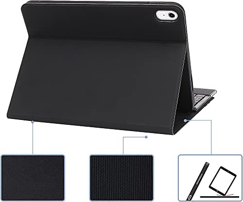 Caixa de teclado Bluetooth de proteção de saharacase com almofada de mouse para Apple iPad de 10,9 polegadas [pára -choques à prova de choque] Proteção acidentada de serviço pesado Antislip Integrated Kickstand - Black