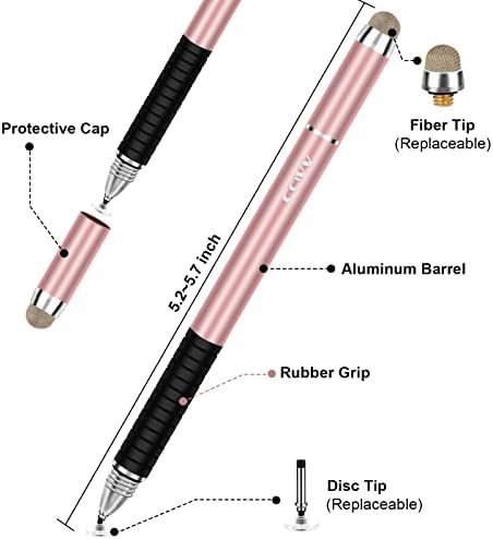 Caneta de caneta 2 em 1 ponto fino e ponta de malha para tela de toque, compatível para tablet e celular