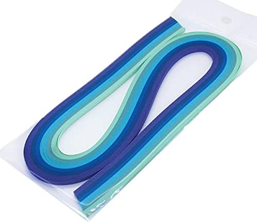 Fácil PaperArt Quilling Strips Gradiente Rainbow Rainbow 5mm Faixa de Quilling Blue para o comprimento do iniciante 21 polegadas, 120pcs